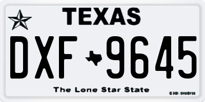 TX license plate DXF9645