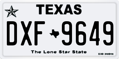 TX license plate DXF9649