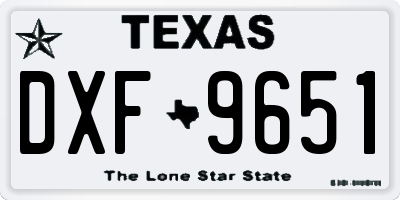 TX license plate DXF9651