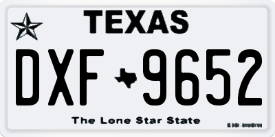 TX license plate DXF9652