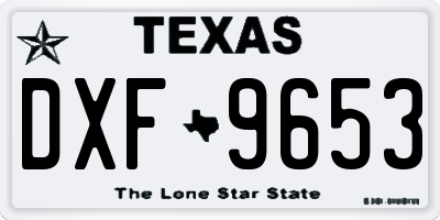 TX license plate DXF9653
