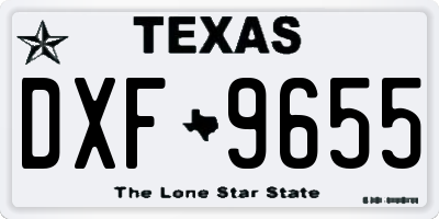 TX license plate DXF9655