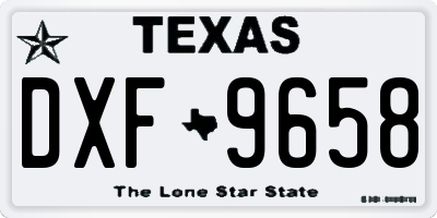 TX license plate DXF9658