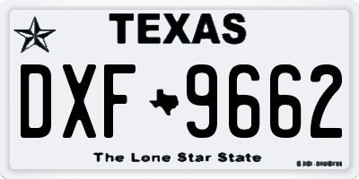 TX license plate DXF9662