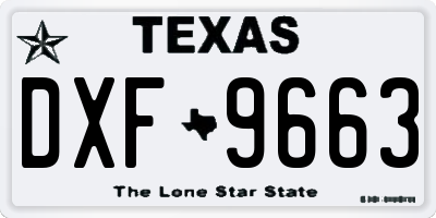 TX license plate DXF9663