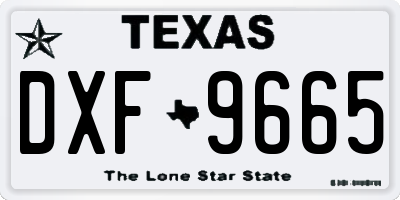 TX license plate DXF9665