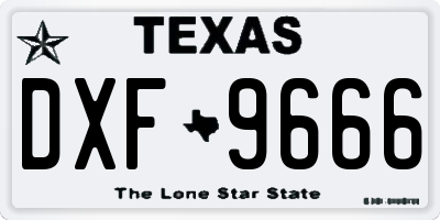 TX license plate DXF9666