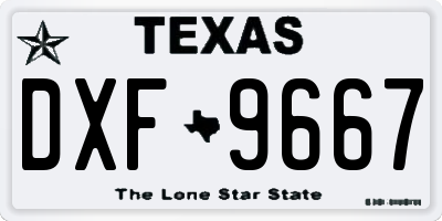 TX license plate DXF9667
