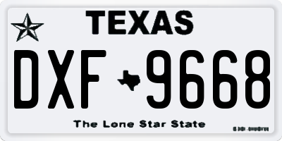 TX license plate DXF9668