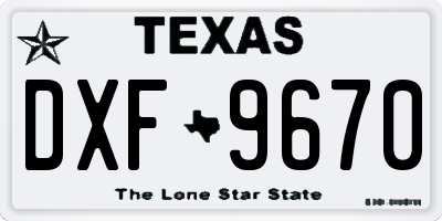 TX license plate DXF9670
