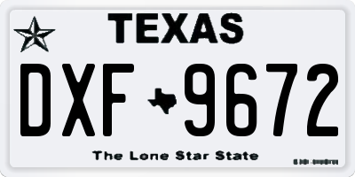 TX license plate DXF9672