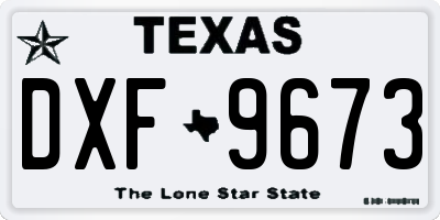 TX license plate DXF9673
