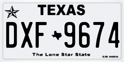 TX license plate DXF9674