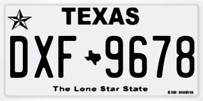 TX license plate DXF9678