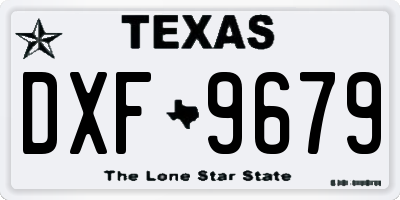 TX license plate DXF9679