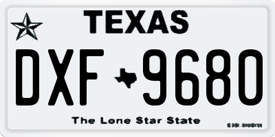 TX license plate DXF9680