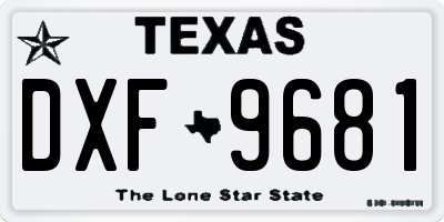 TX license plate DXF9681