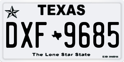 TX license plate DXF9685