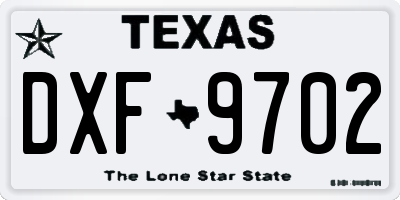 TX license plate DXF9702