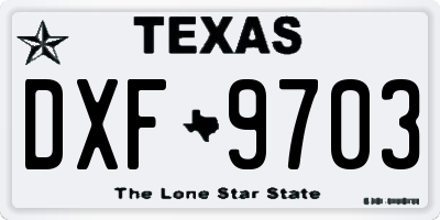 TX license plate DXF9703