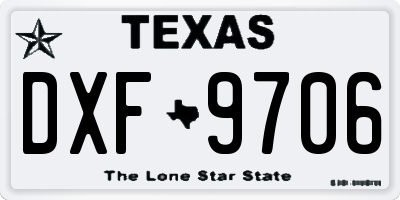 TX license plate DXF9706