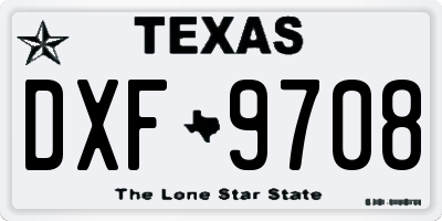 TX license plate DXF9708