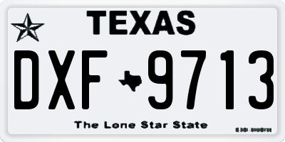 TX license plate DXF9713