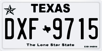 TX license plate DXF9715