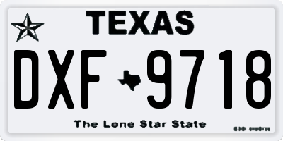 TX license plate DXF9718