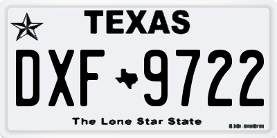 TX license plate DXF9722