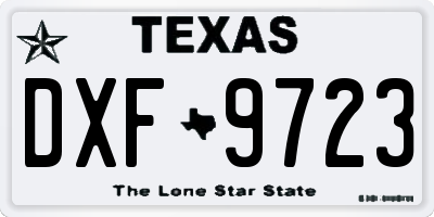 TX license plate DXF9723