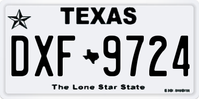 TX license plate DXF9724