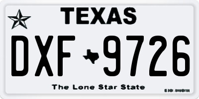 TX license plate DXF9726