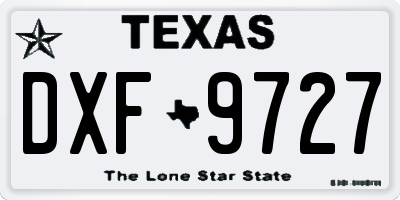 TX license plate DXF9727