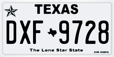 TX license plate DXF9728