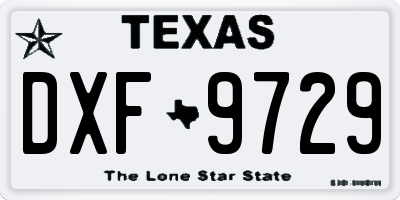 TX license plate DXF9729