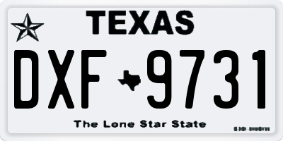 TX license plate DXF9731