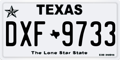 TX license plate DXF9733