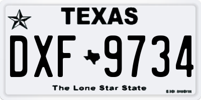 TX license plate DXF9734