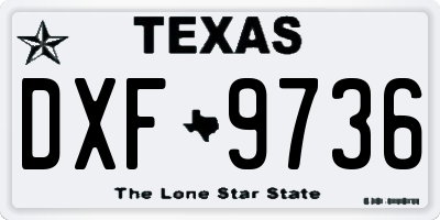 TX license plate DXF9736