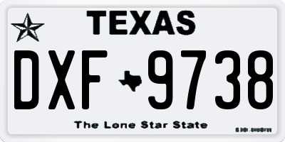 TX license plate DXF9738