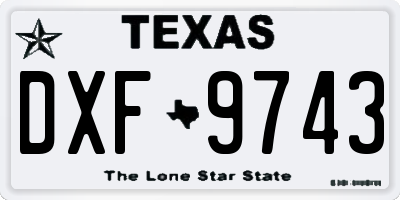 TX license plate DXF9743