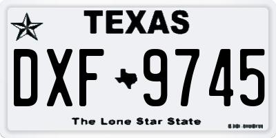TX license plate DXF9745
