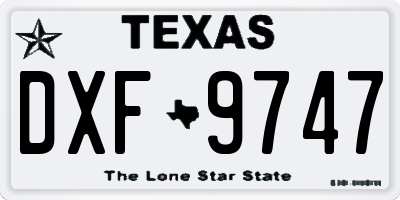 TX license plate DXF9747