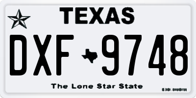 TX license plate DXF9748