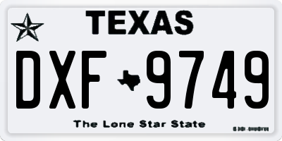 TX license plate DXF9749