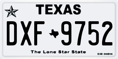 TX license plate DXF9752