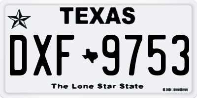 TX license plate DXF9753