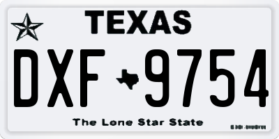 TX license plate DXF9754