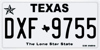 TX license plate DXF9755